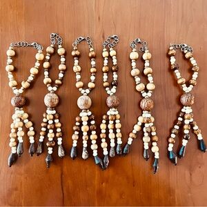 BOHO WOODEN BEADED CURTAIN TIEBACKS